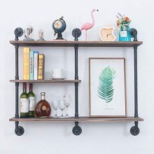 GWH Industrial Pipe Shelving Wall Mounted,Wall Shelf Unit Bookshelf
