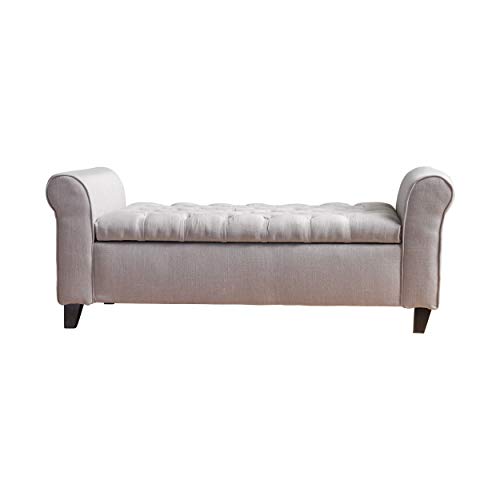 Christopher Knight Home Living Lamara Light Grey Fabric Armed Storage Bench