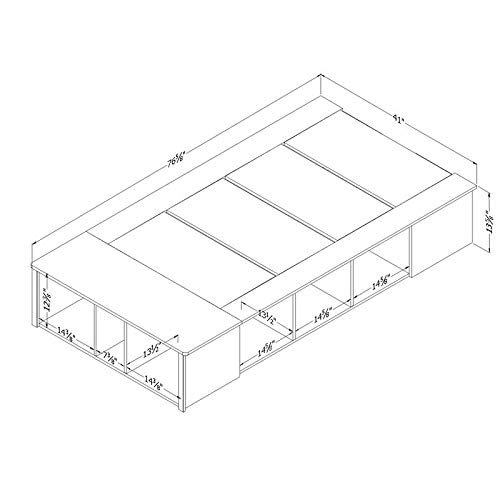 South Shore Flexible Platform Bed with Baskets-Twin-Pure White