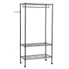 Festnight 3-Tier Rolling Clothes Garment Rack with Shoe Shelf and Hooks Portable