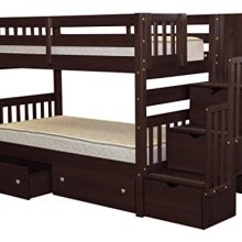 Bedz King Stairway Bunk Beds Twin over Twin with 3 Drawers in the Steps