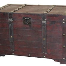 Vintiquewise Large Wooden Antique Storage Trunk, Cherry