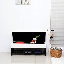 HOMCOM 44" Tufted Faux Leather Ottoman Storage Bench