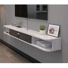 L&T Floating Tv Shelf with Door, Wood Media Console Wall Mounted Shelves