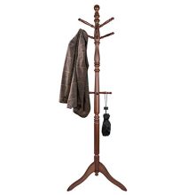 Vlush Free Standing Wooden Coat Rack with 10 Hooks and Elegant Tree Design for Entryway and Bedroom
