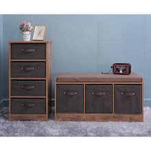 IWELL Rustic Storage Bench with 3 Removable Drawers, Entryway Bench Storage