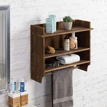 MyGift 3-Tier Wall Mounted Wood Bathroom Shelves