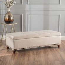 Christopher Knight Home Living Gisele Tufted Cover Beige Fabric Storage Ottoman