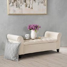 Christopher Knight Home Living Berggren Ivory New Velvet Armed Storage Bench
