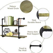 Giantex 2 Tier Rustic Wall Shelves with Wood, Industrial Pipe
