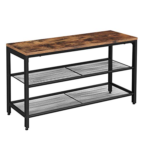 VASAGLE Shoe Bench, Shoe Rack with 2 Mesh Shelves