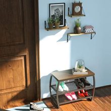 SRIWATANA Shoe Rack Bench, Vintage 3-Tier Heavy Duty Shoe Organizer