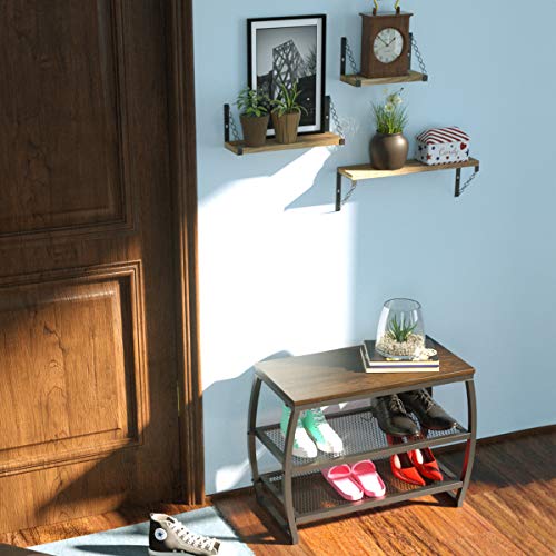 SRIWATANA Shoe Rack Bench, Vintage 3-Tier Heavy Duty Shoe Organizer