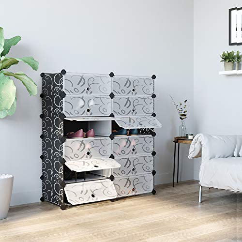 SONGMICS Shoe Rack, DIY Plastic Storage Organizer,Modular closet cabinet