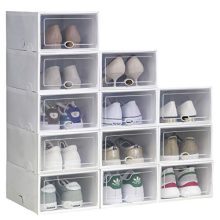 IRONLAND Storage Shoe Box White 12 Pack Clear Plastic