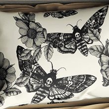 3D Digital Printing Death Moth and Flower Cream 100% BRUSHED MICROFIBER