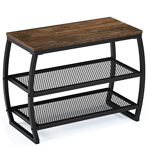 SRIWATANA Shoe Rack Bench, Vintage 3-Tier Heavy Duty Shoe Organizer
