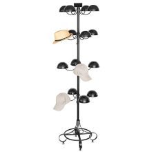 MyGift Commercial Black Metal 4 Tier Rotating 16 Dome-Shaped Hat