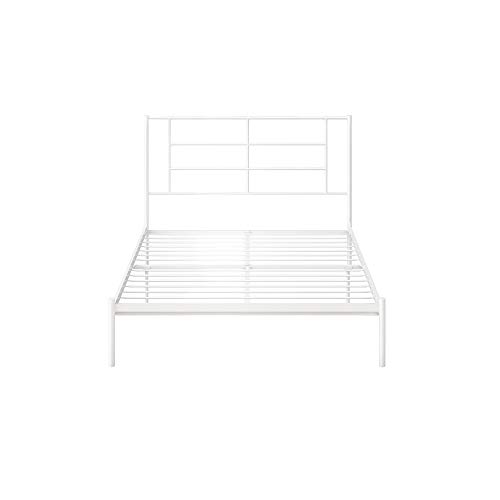 REALROOMS Praxis Metal Bed, Full Size Frame, Small Space, Under Bed Storage