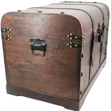 Well Pack Box Wooden Storage Chest - Artisan Crafted Dark Brown Chests for Living Room, Bedroom, and More