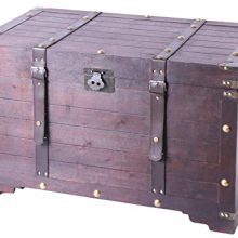 Vintiquewise Antique Cherry Large Wooden Storage Trunk