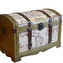 Styled Shopping Victorian Ancient World Map Wooden Trunk Wood Treasure Chest