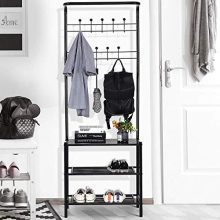 Tangkula Entryway Hall Tree Multi-Purpose Metal Coat and Shoe Bench Rack