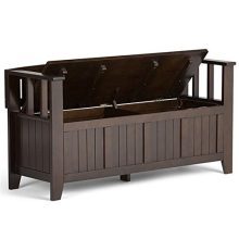 Simpli Home Acadian Solid Wood 48 inch Wide Rustic Entryway Storage Bench