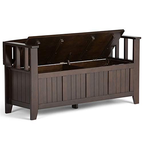 Simpli Home Acadian Solid Wood 48 inch Wide Rustic Entryway Storage Bench