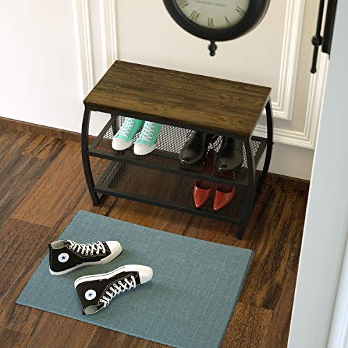 SRIWATANA Shoe Rack Bench, Vintage 3-Tier Heavy Duty Shoe Organizer