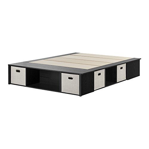 South Shore Flexible Platform Bed with Storage and Baskets, Queen 60-Inch