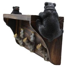 Ebros Whimsical 2 Climbing Black Bears with 3 Birch Branch Coat Hooks