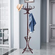 Tangkula 75.5" Standing Coat Rack, Wood Coat Tree with 12 Hooks