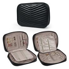 Becko Travel Jewelry Organiser Bag Case/Softed Padded Travel Jewelry Roll Pouch for Necklaces, Rings, Bracelets, etc (Black)