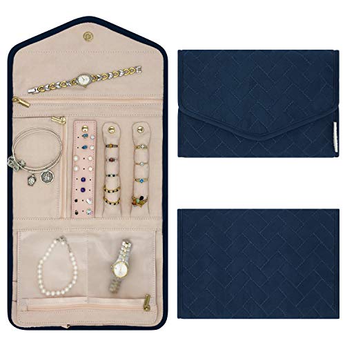 Buzzy B Travel Jewelry Organizer - Foldable Roll for Necklaces, Bracelets, Earrings - Portable and Compact Journey Storage Case.