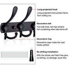 Oyydecor Wall Mounted Coat Rack, 2 Pack 5 Tri Hooks Heavy Duty Stainless Steel