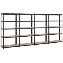 Yaheetech Black 5-Shelf Steel Shelving Unit Storage Rack Adjustable Garage Shelves
