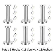 Versatile and Stylish: 6-Piece Stainless Steel Wall-Mount Hooks for Easy Home Organization