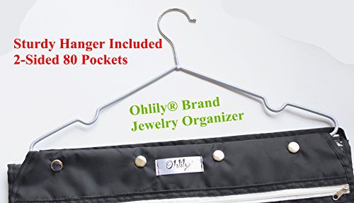 Ohlily Wall Hanging Jewelry Organizer Holder 80 Pockets Double Sided Storage