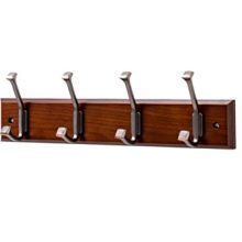 Finnhomy Wooden Coat Hooks Wall Hooks 4 Dual Hooks 16-Inch Rail/Pilltop Rack
