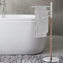 MyGift 40-Inch Freestanding Stainless Steel 3-Swivel Arm Towel Holder Storage Rack
