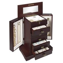 Best Choice Products Handcrafted Wooden Box Organizer Tabletop Armoire Cabinet