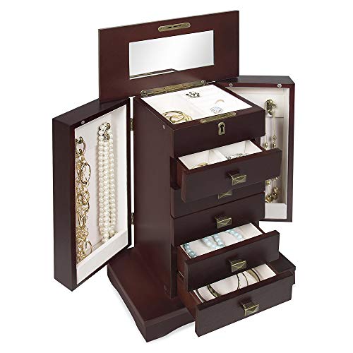 Best Choice Products Handcrafted Wooden Box Organizer Tabletop Armoire Cabinet