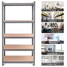TANGKULA 5-Tier Storage Shelves Space-Saving Storage Rack Heavy Duty Steel