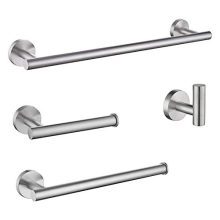 LuckIn Bathroom Hardware Set Brushed Nickel Finish, 4-Piece Modern Towel Rack