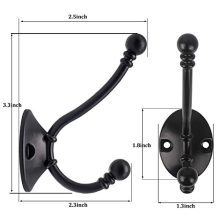 6 Pack Heavy Duty Dual Coat Hooks Wall Mounted with 24 Screws Retro Double