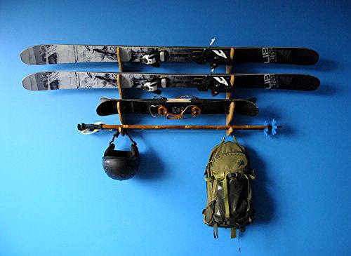 Grassracks - Bamboo Ski Rack | Horizontal Wall-Mounted Indoor and Garage