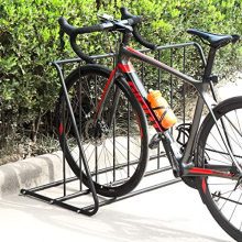 MyGift 6-Bike Capacity Steel Pipe Grid Bicycle Parking Rack