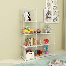SIMPDIY Storage Rack with Metal Wire Mesh 9 Cubes Bookshelf