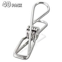 Clothespin 2.2" Pin,40 Pack Stainless Steel Wire Clip,Durable Metal Pin for Clothesline Utility Pin for Laundry, Kitchen, Backyard, Outdoor Clothes Drying, Chip Clip,Bag seal,Room Decorat, Office Pin